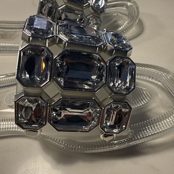 Lauren Lorraine Jade Clear stone Jewel Slide Sandals Size 5.5 - Picture 5 of 7